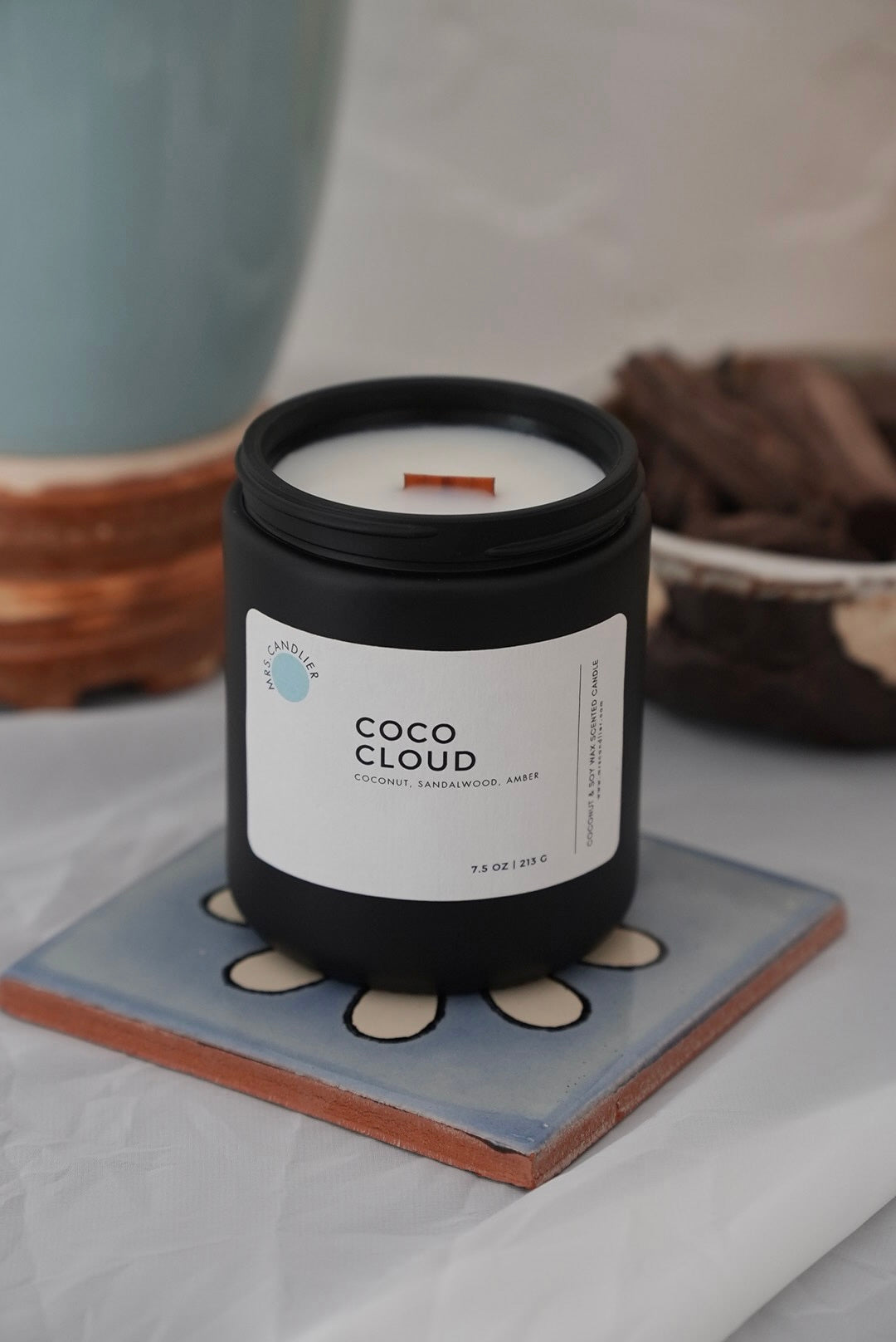 Wooden Wick Candle | Coconut & Soy wax | 7.5 oz