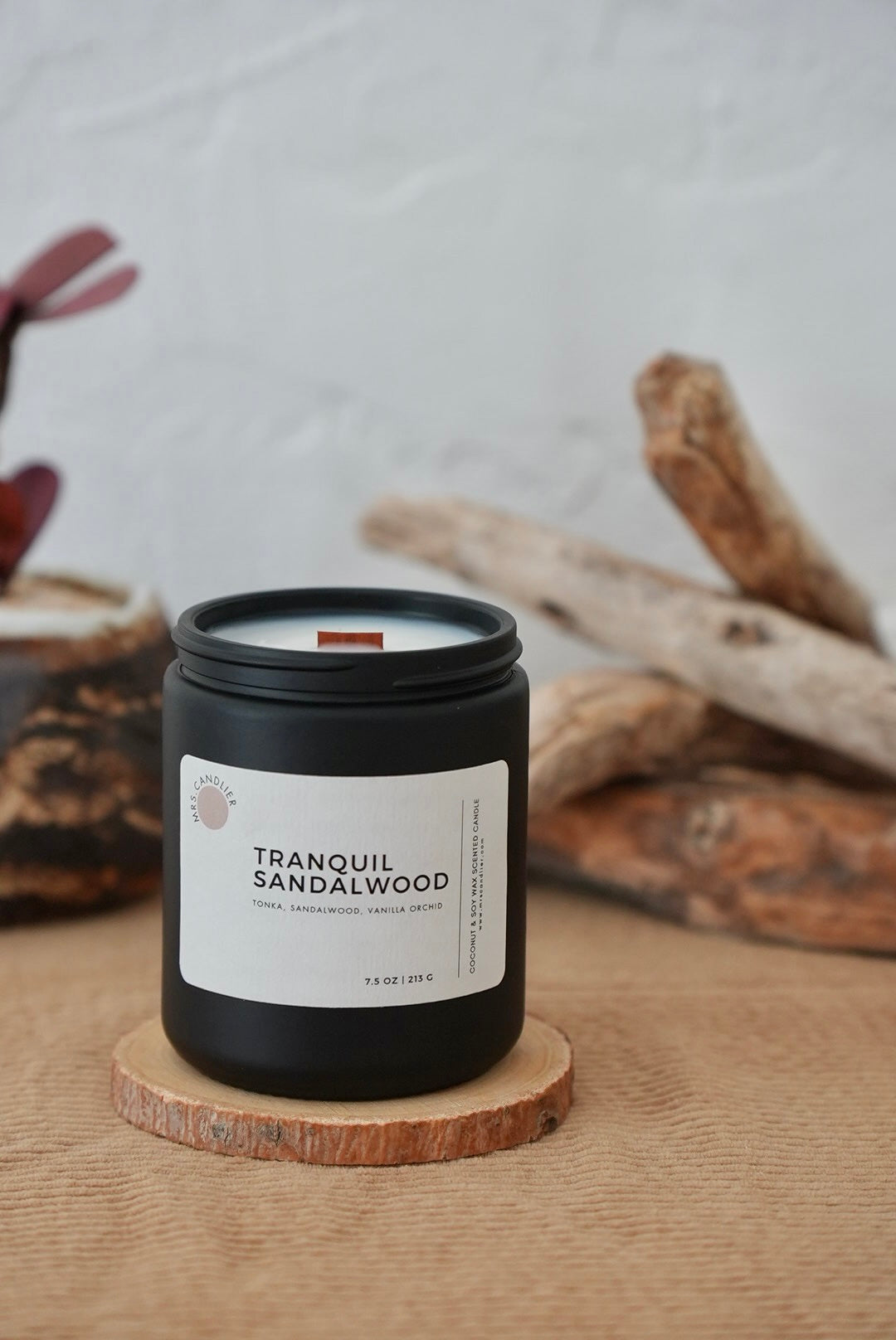 Wooden Wick Candle | Coconut & Soy wax | 7.5 oz