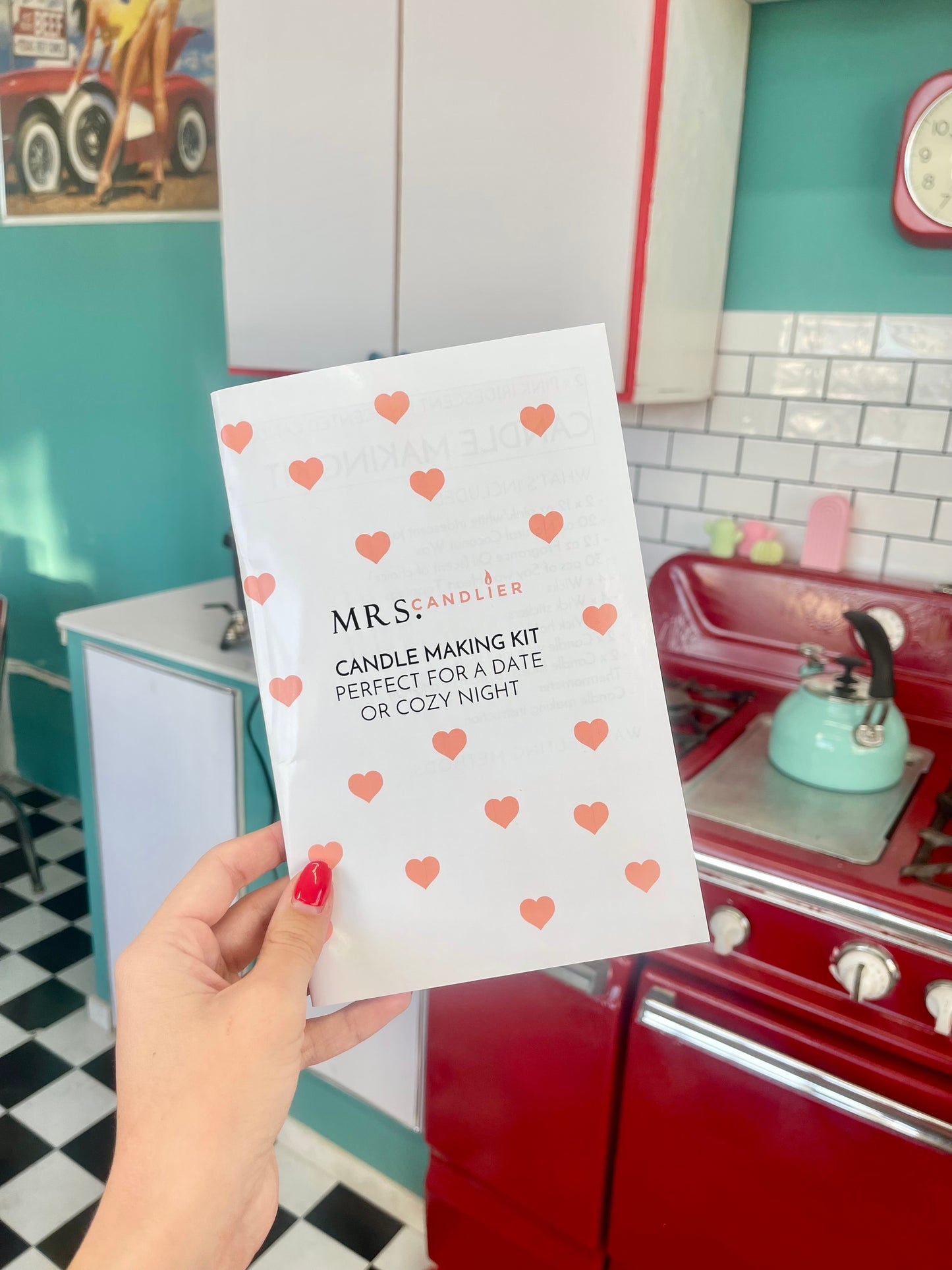 Candle Making Kit Valentine's Day Date Idea | 2 Big Candles | DIY Pink Two Candles with Hearts Gift Events Couples & Friends | Custom Label