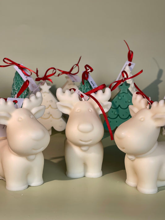 Cute Reindeer All Natural Soy Pillar Wax Decorative Candle Winter Christmas