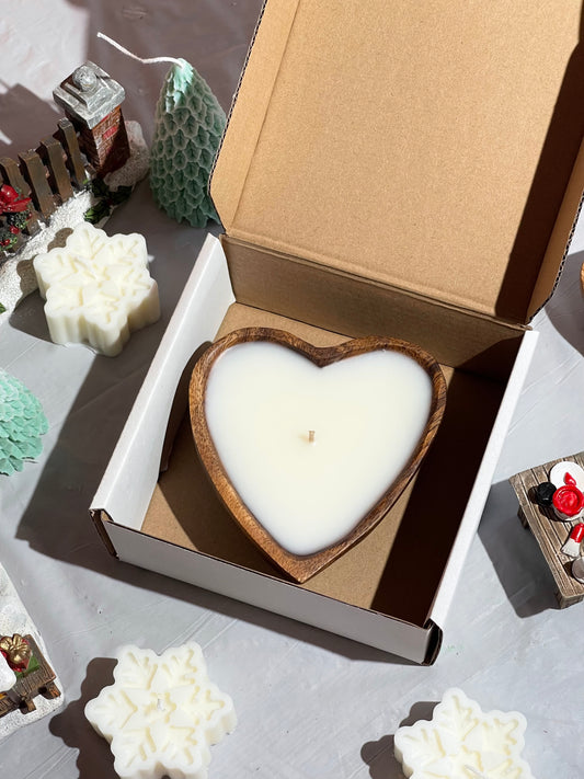 Wooden Heart Bowl Candle 3 OZ
