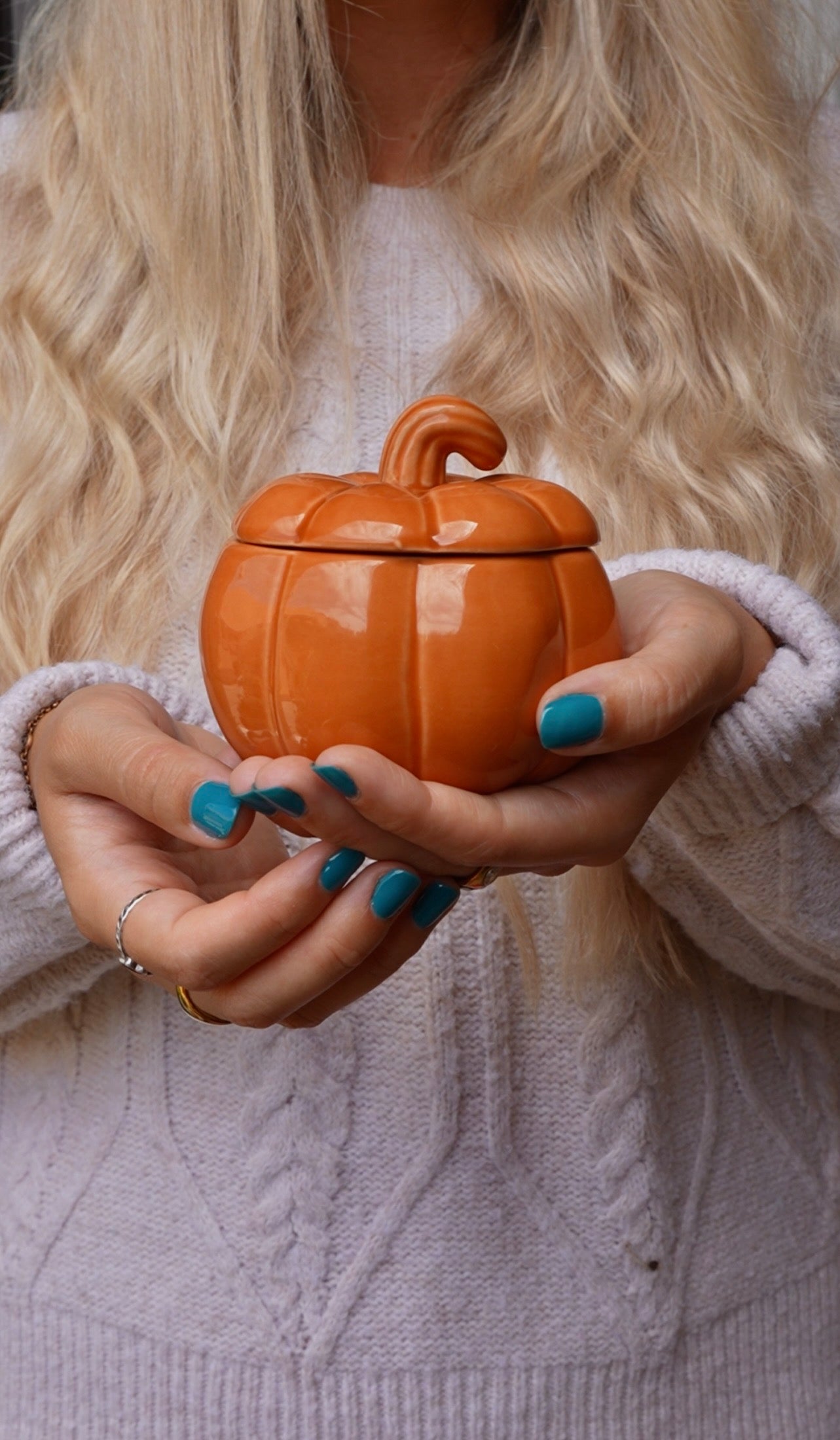 Orange Pumpkin Fall Candle | Ceramic Jar with lid 7 oz
